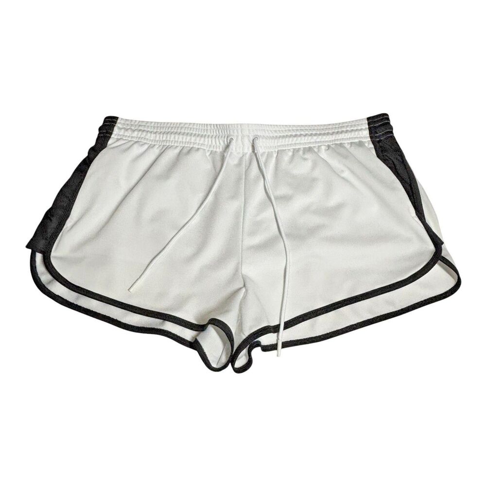 Athletic Works Retro 70s White Black Running Track Shorts XXXL Gym Workout Sport